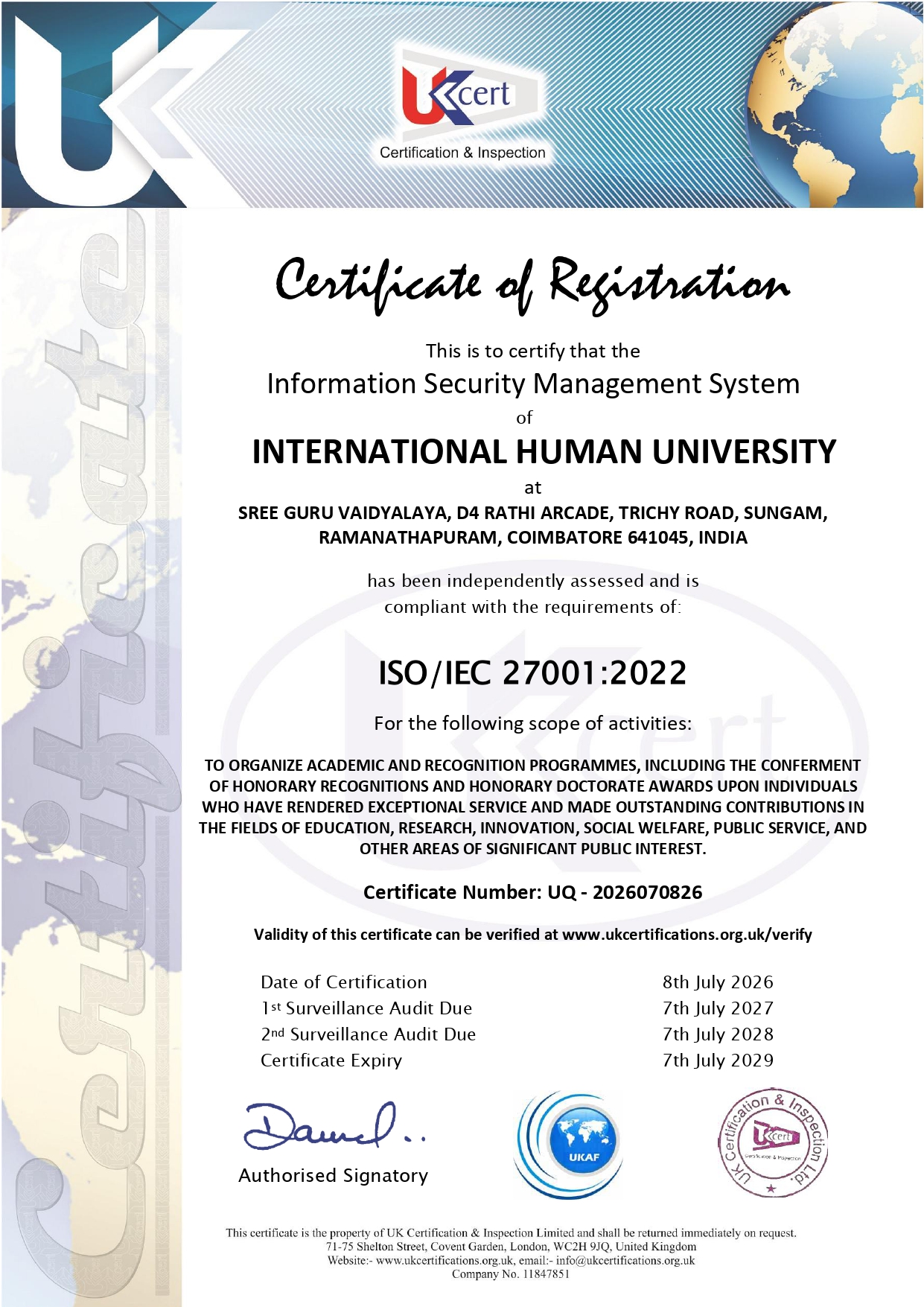 ISO Certificate